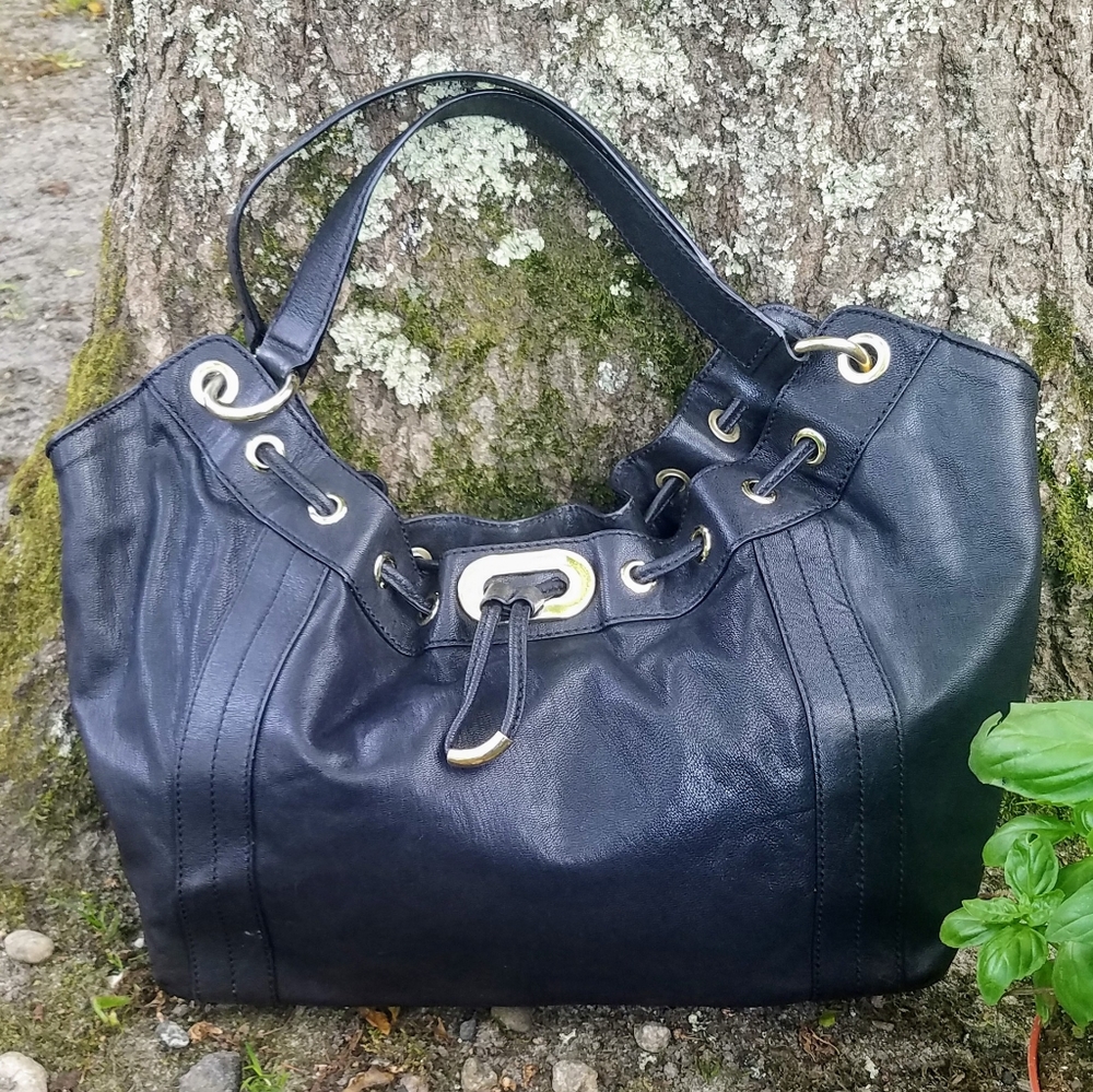 SALE Michael Kors Camden Black Leather Grommet Bag